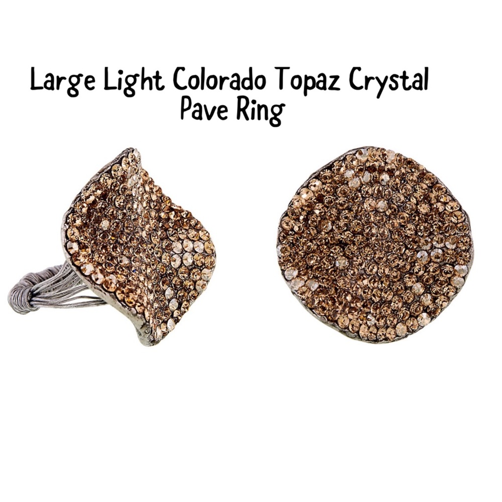 Large Light Colorado Topaz Crystal Pave Ring-Boutique